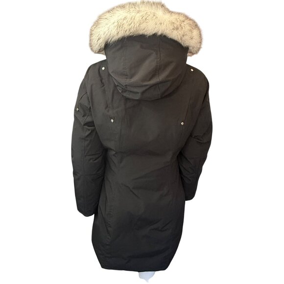 HFX Womens Long Down Coat Faux Fur Trim Hood Black Water & Wind Resistant Small - Picture 2 of 7